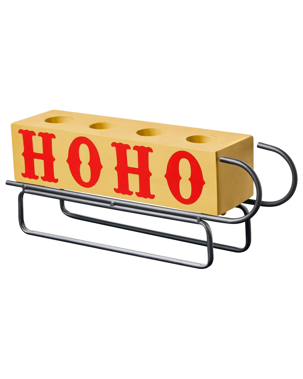 Candle Holder Yellow Iron Metal 39 cm Modern Christmas Decoration Sleigh Shaped Beliani