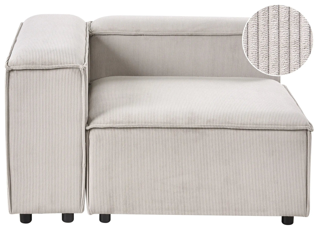 Right Hand Corner Section Taupe Cord 1-Seat Sofa Module Modern Single-Seat Black Legs Living Room Beliani