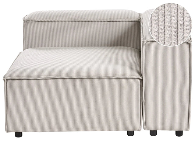 Left Hand Corner Section Taupe Corduroy 1-Seat Sofa Module Modern Single-Seat Black Legs Living Room Beliani