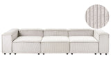 Modular Sofa Taupe Cord Fabric Upholstered 3 Seater Black Legs Modern Living Room Couch Beliani
