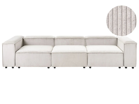 Modular Sofa Taupe Cord Fabric Upholstered 3 Seater Black Legs Modern Living Room Couch Beliani