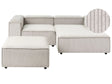 Modular Left Hand Sofa Taupe Cord 3 Seater Sectional Corner Sofa with Ottoman Black Legs Modern Living Room Beliani