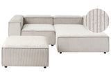 Modular Left Hand Sofa Taupe Cord 3 Seater Sectional Corner Sofa with Ottoman Black Legs Modern Living Room Beliani