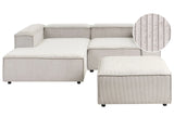 Modular Right Hand Sofa Taupe Cord 3 Seater Sectional Corner Sofa with Ottoman Black Legs Modern Living Room Beliani