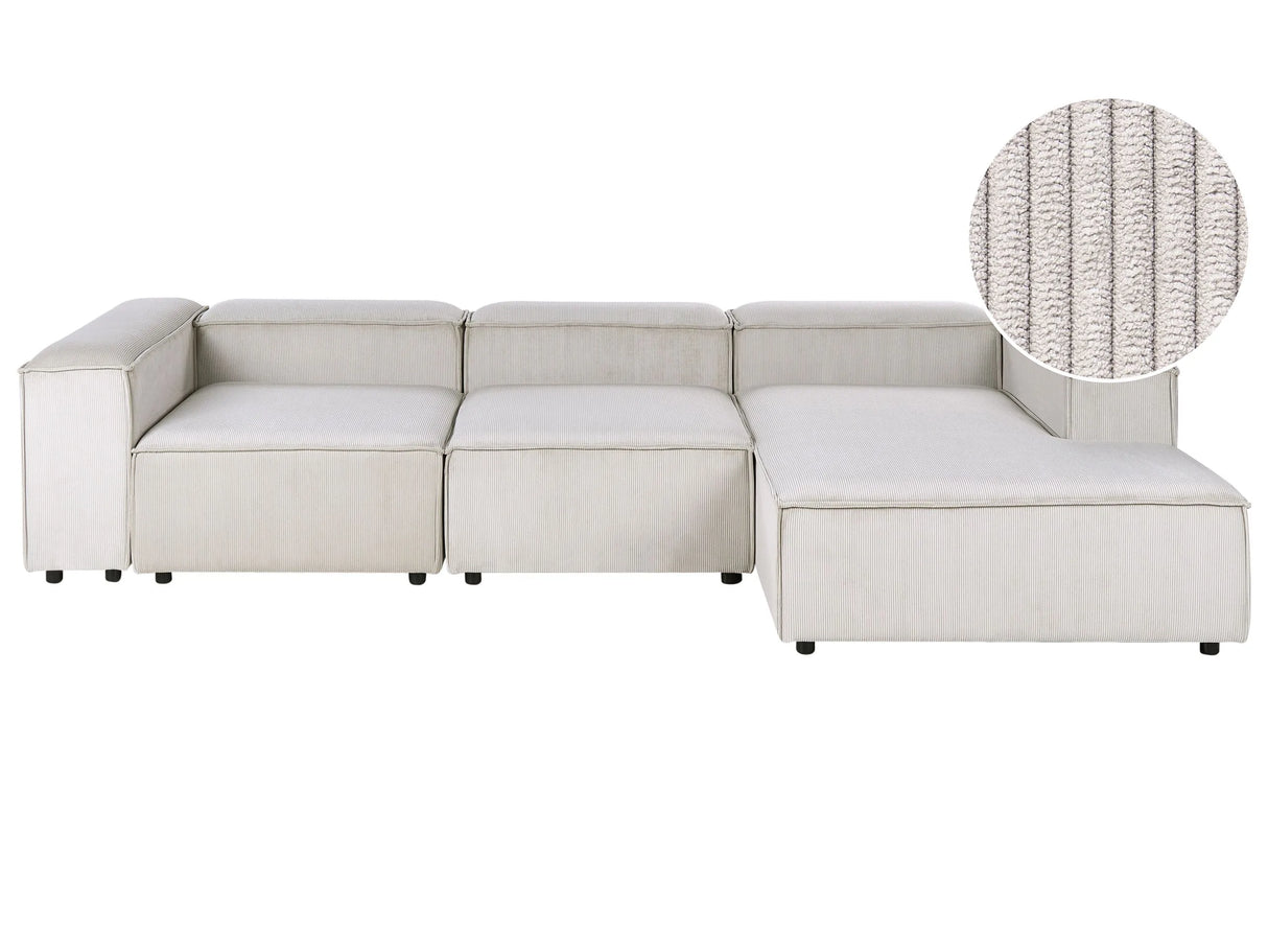 Modular Left Hand Sofa Taupe Cord 4 Seater Sectional Corner Sofa with Black Legs Modern Living Room Beliani