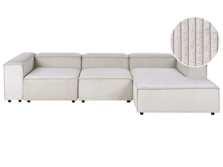 Modular Left Hand Sofa Taupe Cord 4 Seater Sectional Corner Sofa with Black Legs Modern Living Room Beliani