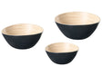 Set of 3 Decorative Bowls Black Bamboo Handmade Various Sizes Beliani