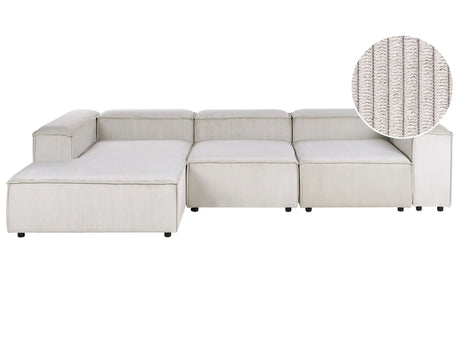 Modular Right Hand Sofa Taupe Cord 4 Seater Sectional Corner Sofa with Black Legs Modern Living Room Beliani