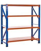 Shelf Metal Orange and Blue Outdoor Indoor Garden Garage Modern Design 4 Shelves Freestanding Garden Storage Beliani