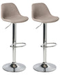 Set of 2 Bar Stools Taupe Fabric Upholstery and Silver Legs Swivel Chair Adjustable Height Modern Beliani