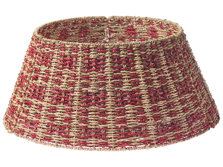 Christmas Tree Collar Natural with Red Seagrass  60cm Handmade Round Accessories Beliani