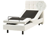 Electric Bed Off-White Boucle EU Small Single 2ft6 Remote Control Adjustable Beliani