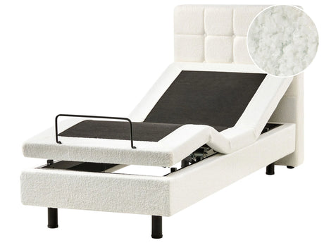Electric Bed Off-White Boucle EU Small Single 2ft6 Remote Control Adjustable Beliani
