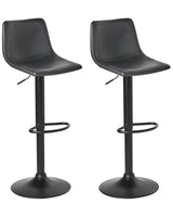 Set of 2 Barstool Black Faux Leather Upholstery Black Footstool Swivel Traditional Beliani