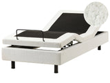 Electric Bed Off-White Boucle EU Single Size 3ft Remote Control Adjustable without Headboard Beliani