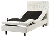 Electric Bed Off-White Boucle Upholstery EU Single 3ft Remote Control Adjustable Beliani