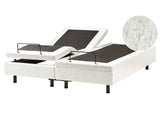 Electric Bed Off-White Boucle EU King Size 5ft3 Remote Control Adjustable without Headboard Beliani