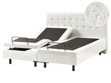 Modern Electric Bed Off-White Boucle EU King Size 5ft3 Adjustable Remote Control Beliani