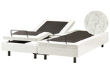 Electric Bed Off-White Boucle EU Super King Size 6ft Remote Control Adjustable without Headboard Beliani
