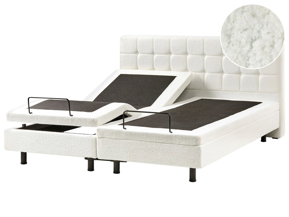 Electric Bed Off-White Boucle EU Super King Size 6ft Remote Control Adjustable Beliani