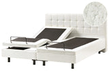 Electric Bed Off-White Boucle EU Super King Size 6ft Remote Control Adjustable Beliani