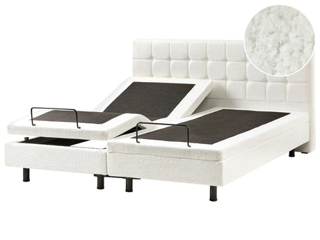 Electric Bed Off-White Boucle EU Super King Size 6ft Remote Control Adjustable Beliani