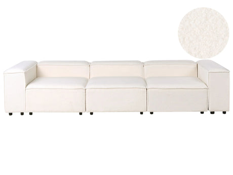 Modular Sofa Off-White Boucle 3 Seater Sectional Couch Sofa with Black Legs Modern Living Room Beliani