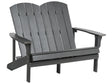 Garden Bench Dark Grey Plastic Wood 2 Seater Loveseat Garden Furniture Traditional Beliani