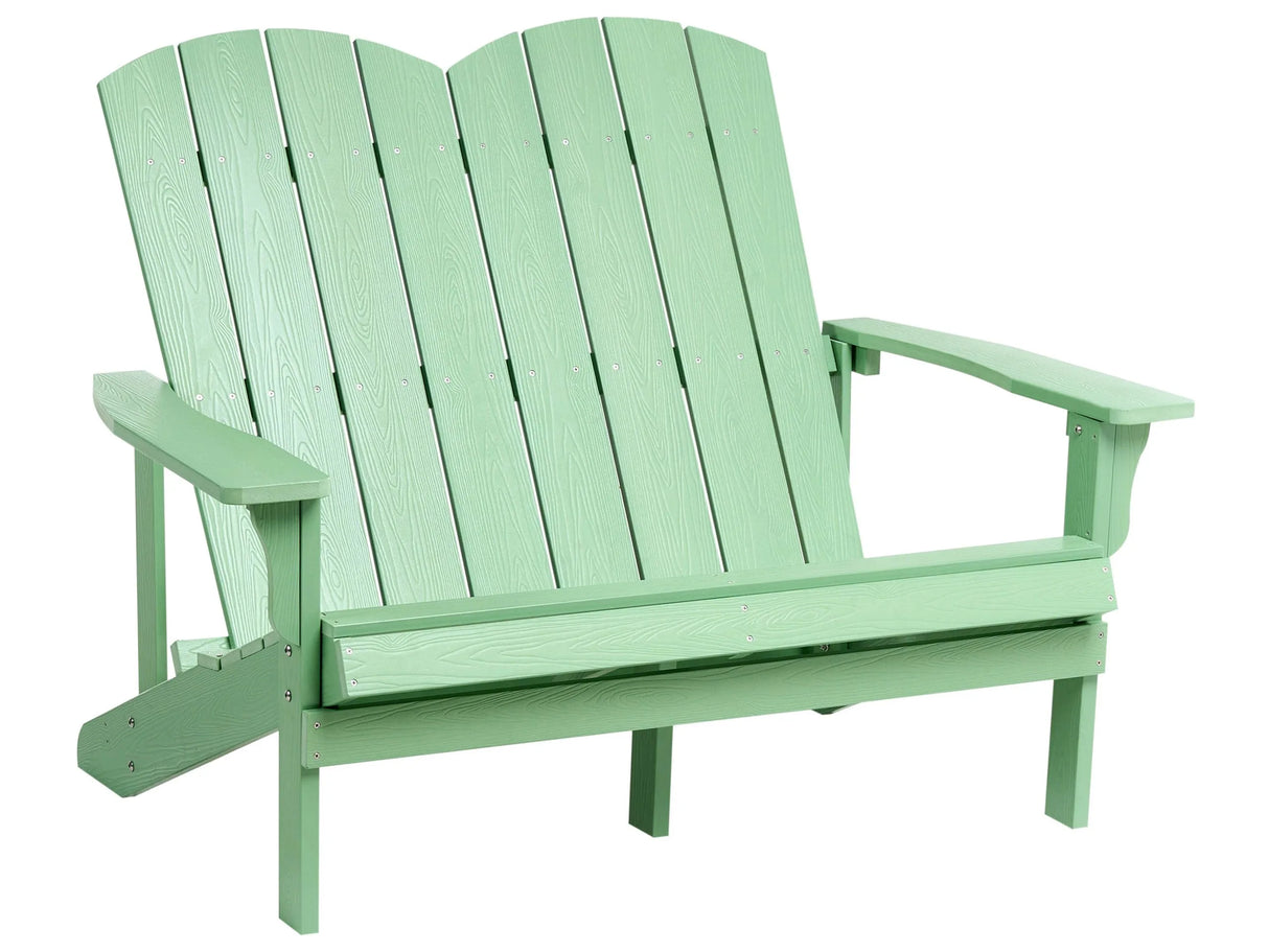 Garden Bench Light Green Plastic Wood 2 Seater Loveseat Garden Furniture Traditional Beliani