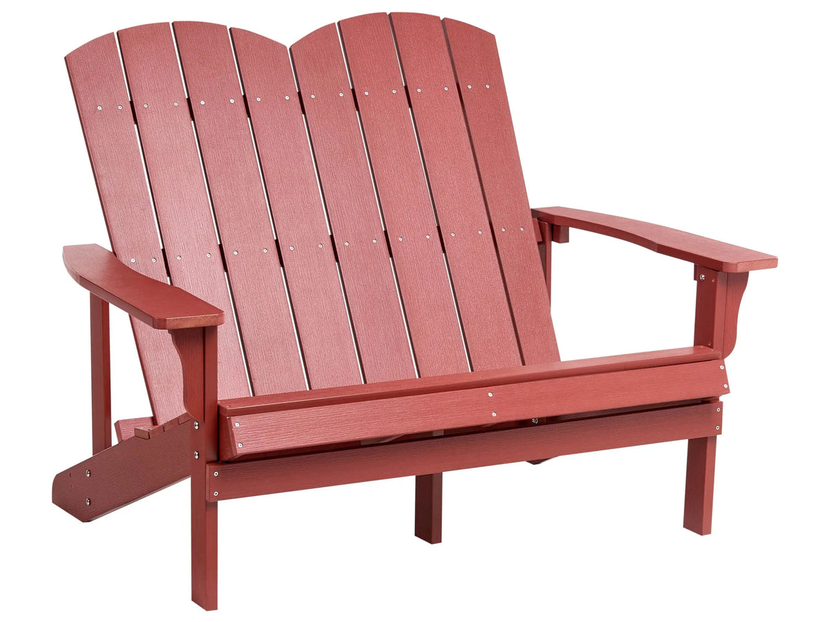 Garden Bench Red Plastic Wood 2 Seater Loveseat Garden Furniture Traditional Beliani