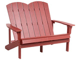 Garden Bench Red Plastic Wood 2 Seater Loveseat Garden Furniture Traditional Beliani