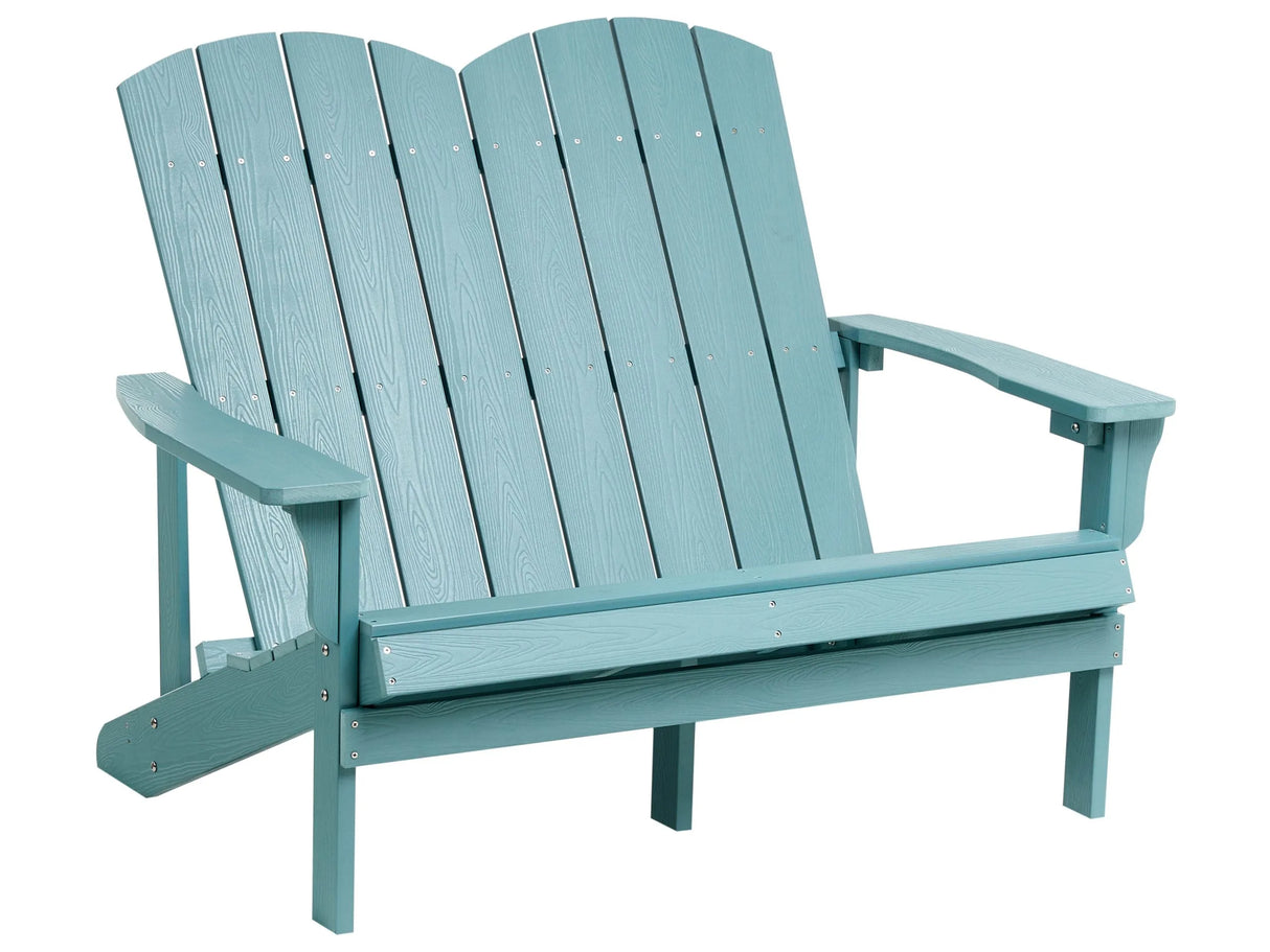 Garden Bench Light Blue Plastic Wood 2 Seater Loveseat Garden Furniture Traditional Beliani