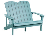 Garden Bench Light Blue Plastic Wood 2 Seater Loveseat Garden Furniture Traditional Beliani