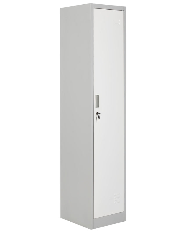 Storage Locker White and Grey Metal Clothes Cabinet Gym School Changing Room Beliani