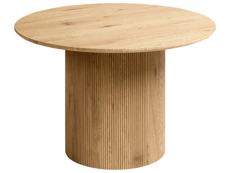 Dining Table Light Brown MDF Top  120 cm Pedestal Base Modern Dining Room Furniture Beliani