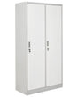 Storage Locker White and Grey Metal Clothes Cabinet 2 Doors Gym School Changing Room Beliani