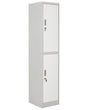 Storage Locker White and Grey Metal Clothes Cabinet 2 Tier Gym School Changing Room Beliani