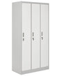 Storage Locker White and Grey Metal Clothes Cabinet 3 Doors Gym School Changing Room Beliani