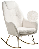 Rocking Chair Off-White Boucle Upholstery Metal Gold Legs with Armrests Living Room Modern Glam Style Beliani