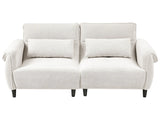 3 Seater Sofa Off-White Polyester Upholstery Water-Repellent Living Room Modern Style Beliani