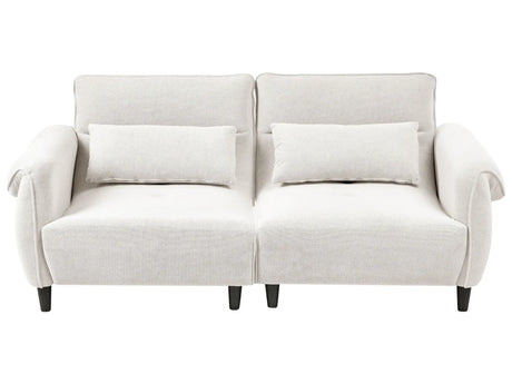 3 Seater Sofa Off-White Polyester Upholstery Water-Repellent Living Room Modern Style Beliani