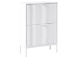Shoe Storage Cabinet White MDF 2 Compartments Fluted Modern Design Hallway Beliani