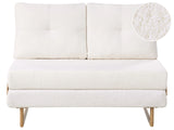2 Seater Sofa Bed Off White Boucle for Settee 2 People Fold Out Sleeping Function Beliani