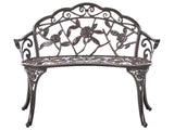 Outdoor Garden Bench Dark Brown Metal Aluminium 2 Seater Armrests Vintage Style Beliani