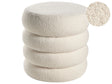 Footstool Off-White Boucle Round Pouffe Upholstery Glam Ottomane Living Room Furniture Beliani