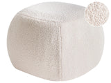 Footstool Off White Boucle Round Pouffe Upholstery Glam Ottomane Living Room Furniture Beliani