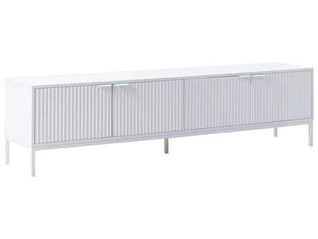 TV Stand White MDF Metal Legs TV Up To 54 Retro Cabinet Cable Management Living Room Beliani
