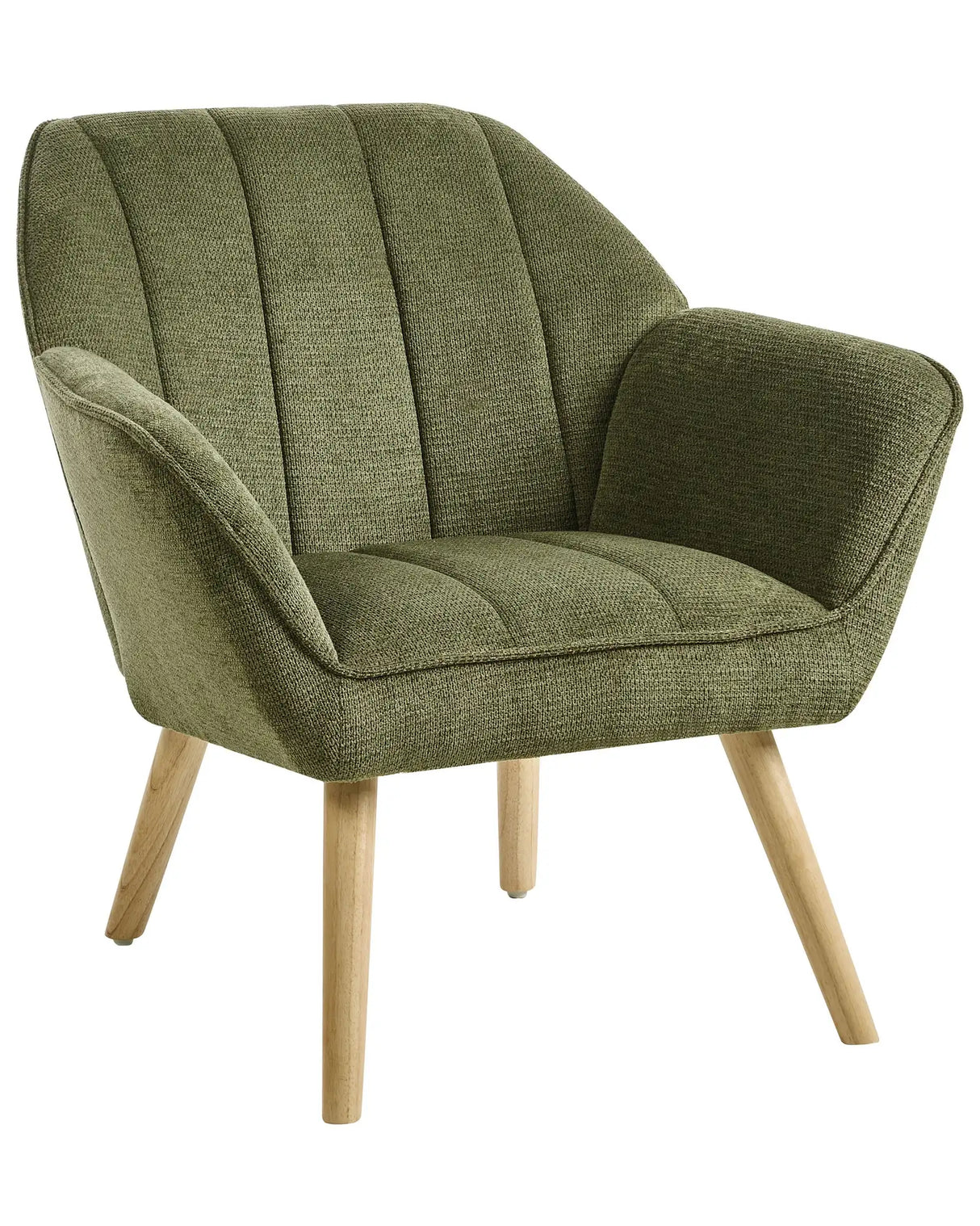 Armchair Green Fabric Water-Repellent Upholstery Rubber Wood Legs with Armrests Retro Style Beliani