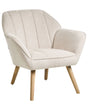 Armchair Light Beige Fabric Water-Repellent Upholstery Rubber Wood Legs with Armrests Retro Style Beliani