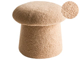 Pouffe Beige Boucle Round 45 x 45 x 46 cm Footstool Accent Upholstery Mushroom Shaped Modern Living Room Bedroom Furniture Beliani